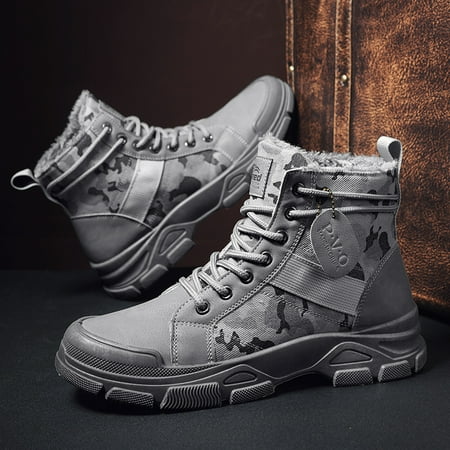 

Men‘s Camouflage Fleece Lace Up Boots Men‘s High Top Shoes For Winter 2022 New