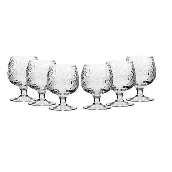 Set of 6 Cut Crystal Shot Glasses 1.7 oz - Vodka Vintage Design Glassware