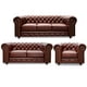 thumbnail image 1 of Sala de Piel Genuina Clásico 3-2-1, Sofá, Love Seat y Sillón,  6 plazas, Modelo Chesterfield P/V, Color Tabaco, Elegante, cómodo y Clásico, Hecho en Mexico. Medidas:  220 cm, 185 cm, 110 cm., 1 of 10