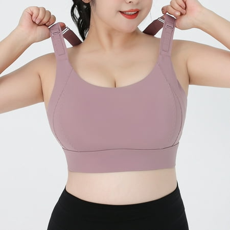 

Yuwull Women s Large Size Sports Bras Adjustable Strap Underwear Women s One-piece Bra Shockproof Yoga Clothes Pair Breast Fitness Bra Purple XXXXL Clearance
