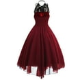 thumbnail image 2 of QLEICOM Women Gothic Dress, Sleeveless Halter Neck Vintage Goth Dresses with Peasant Bodice, Formal Halloween Punk Hippie Dresses, Black Lace Draped Irregular Swing Cocktail Dress Dark Blue L, 2 of 3