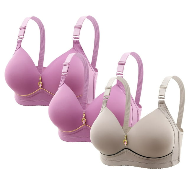 Sujetador de nailon para mujer, 3 piezas, sin costuras, de color liso, con realce y soporte suave, para uso diario.