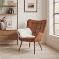 thumbnail image 4 of Yaheetech Contemporary Faux Leather Accent Chair for Living Room, Brown, 4 of 11