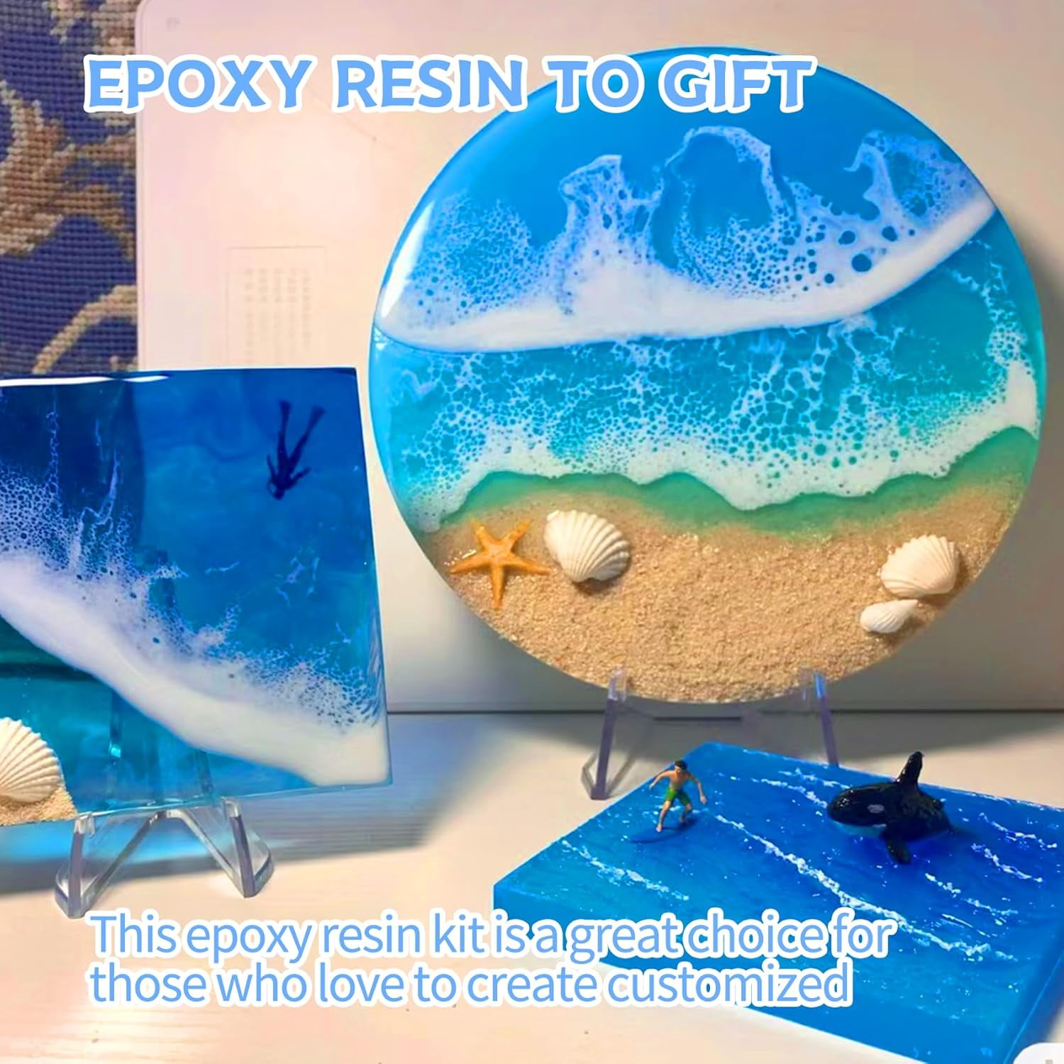 78OZ Epoxy Resin Kit，With 4 luminous power Crystal Clear Epoxy Resin, Strong, Bubble-Free, Anti-Yellowing Art Resin That, Suitable for Casting, DIY, Molds, Jewelry, Easy to Mix 1:1 Ratio