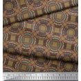 thumbnail image 3 of Soimoi Brown Cotton Poplin Fabric Mandala Geometric Decor Fabric Printed Yard 56 Inch Wide, 3 of 5