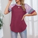 thumbnail image 2 of Gibobby Blusas Termicas Dama Blusa de mujer de manga corta estampada con cuello redondo y costuras redondas sexy para mujer（Rojo， M), 2 of 4