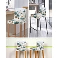 thumbnail image 5 of Teal Tulip Butterfly Bar Stool Covers Set of 6, Beige Turquoise Floral Blue Coastal Stretch Washable Bar Chair Covers with Backs, Removable Pub Counter Height Chair Cover for Kitchen Dining Room Cafe, 5 of 7