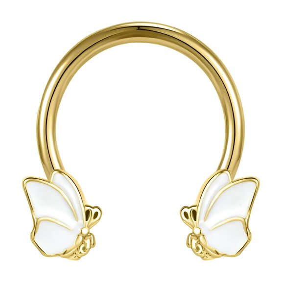 DESIGNICE Butterfly Septum Ring Surgical Steel Nose Ring 16G Daith Piercing Septum Jewelry-Gold