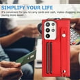 thumbnail image 2 of ELEHOLD for Samsung Galaxy A13 4G, Wallet Case with Credit Card Slots，Rugged Hybrid Shockproof PU Leather Wristband Kickstand Anti-Scratch Case Cover, red, 2 of 5