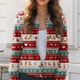 thumbnail image 5 of WTOBBY Women's Fashion Christmas Print Long Sleeve Knitted Cardigan Button Jacket, Festive and Cozy Holiday Sweater with Button Front for Winter Style,Light pink S, 5 of 6