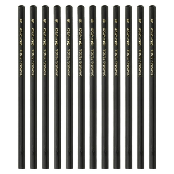 Uxcell 12Pcs 3B Drawing Pencils for Sketching, Hexagonal Sketch Pencils for Drawing Writing Art Sketching Artists Beginners, Black