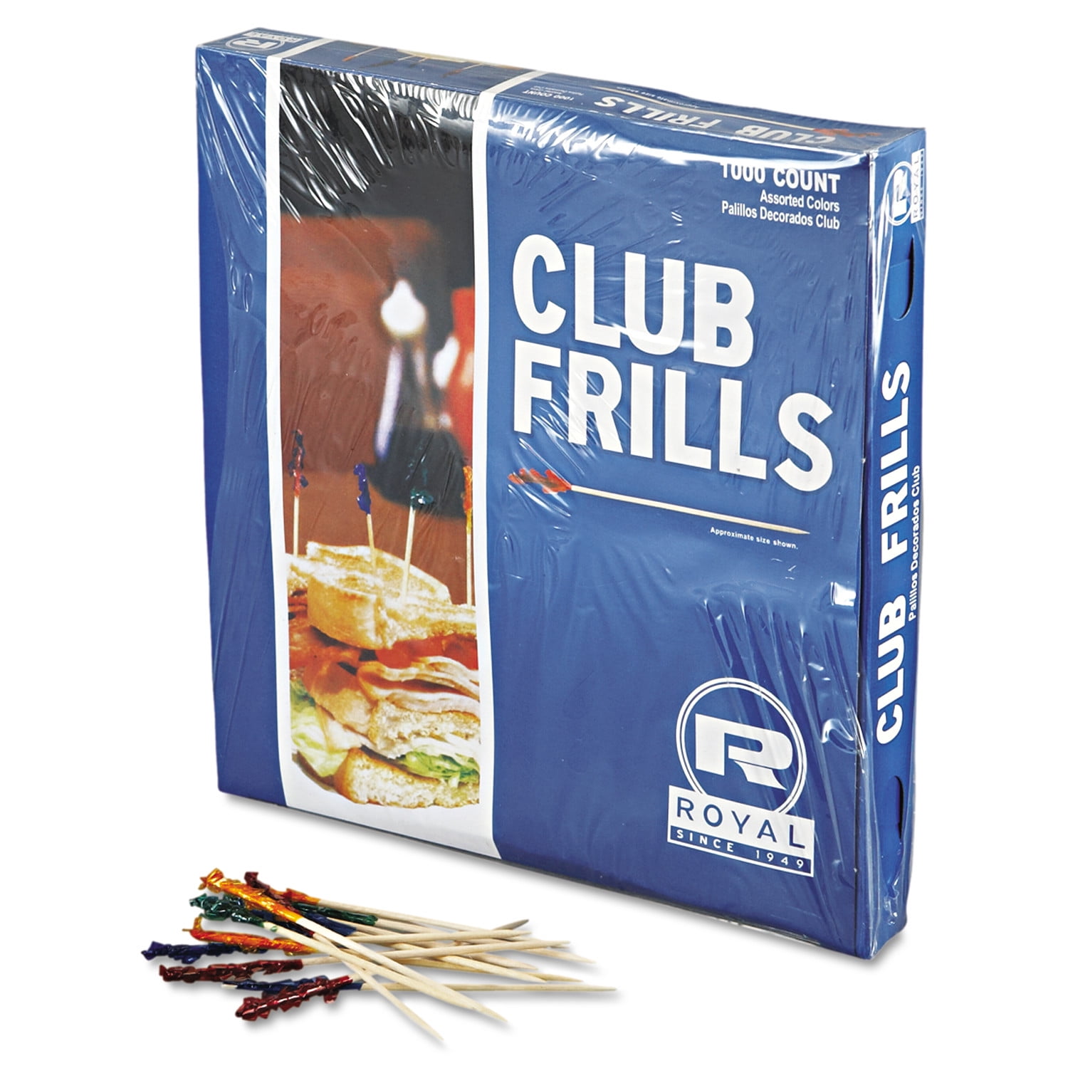 Bulk 1000 PCs Club Cellophane Frilled Toothpicks Assorted Colours 10cm 