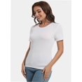 thumbnail image 4 of Women's Crew Neck Ribbed Fitted Shirt Basic Short Sleeves Summer T Shirt Tops, 4 of 7