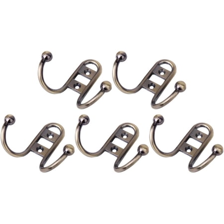 5-Piece European Style Metal Wall Hooks Double Hook for Home Storage Sturdy for Cabinet Bedroom Bathroom and Entryway