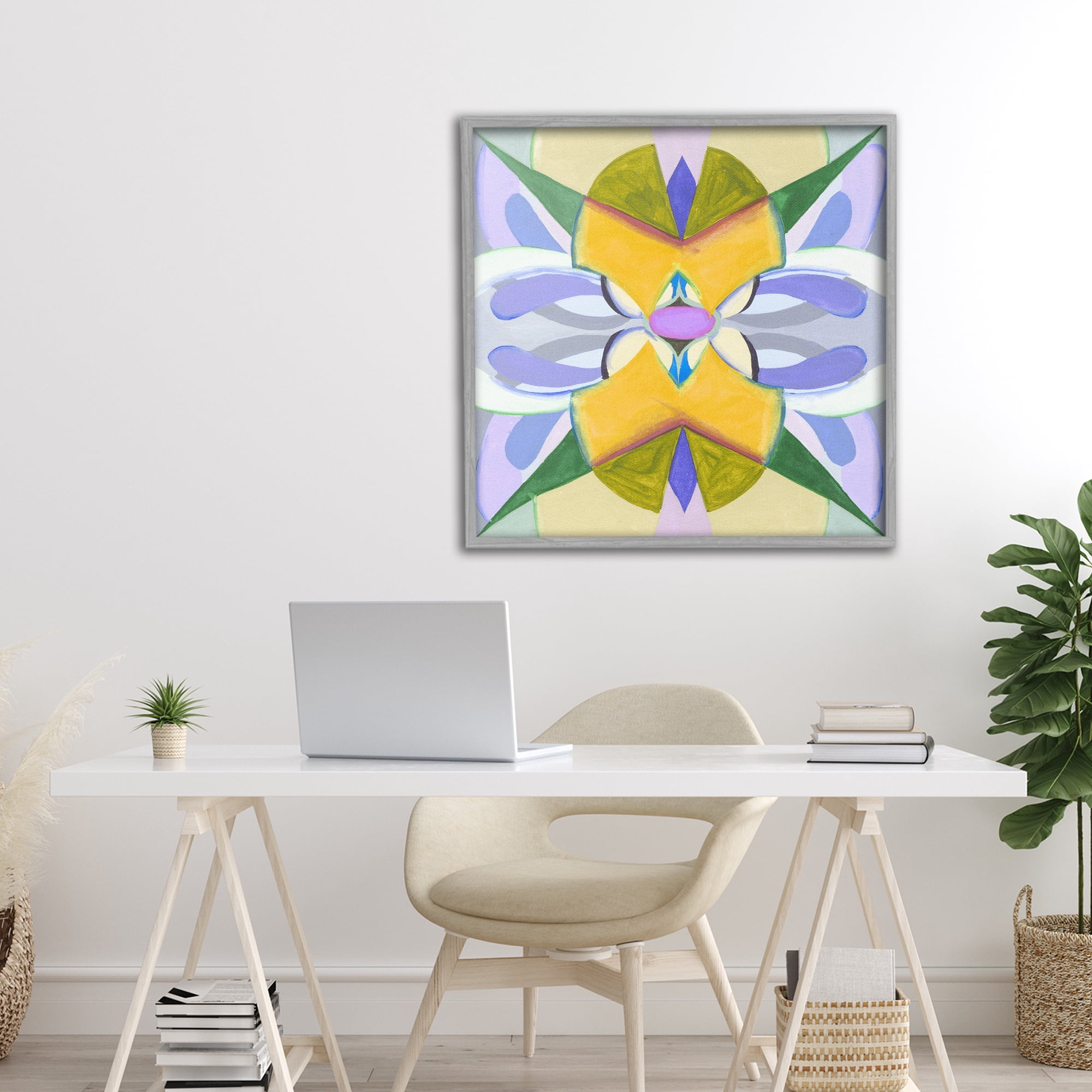Stupell Industries Revival Kaleidoscope Symmetry Gray Framed Giclee Art, design by Melissa Wang