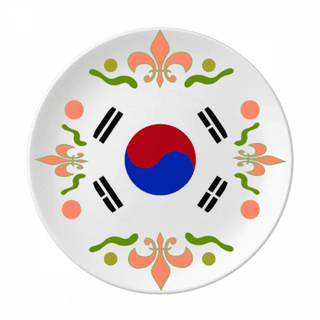 

South Korea National Flag Asia Country Flower Ceramics Plate Tableware Dinner Dish