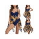 thumbnail image 1 of SAYOO Traje de baño de dos piezas para mujer, tops de playa irregulares con correa de espagueti con estampado de hojas + shorts de baño SAYOO  casual, 1 of 9