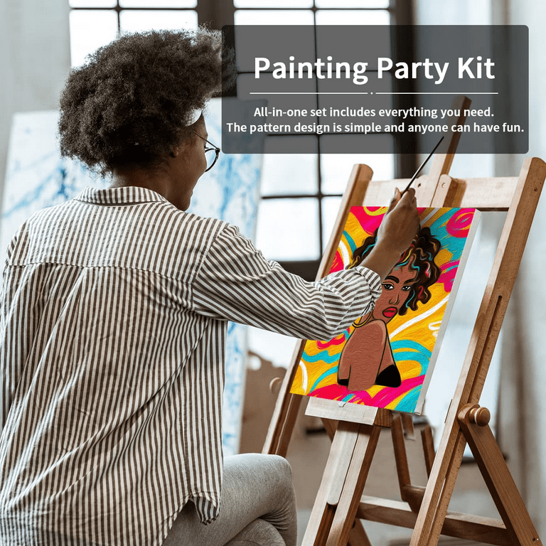 VOCHIC Canvas Painting Kit Pre Drawn Canvas for Painting for Adults Party  Party Kits Paint and Sip Party Supplies 8x10 Canvas to Paint 8 Acrylic  Colors,3 Brush,1 Pallet Girl Paint Art Set 