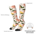 thumbnail image 4 of Xecao Peach With Leaves1 print thigh-high socks, crafted for both men and women with a stretchy, high-opaque design perfect for daily wear, 4 of 6