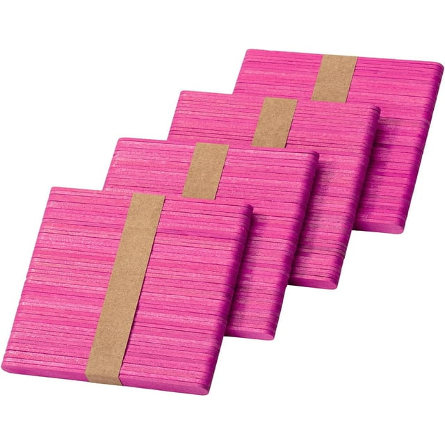 Craft Sticks, 200 Pack, 4.5 Inch, Pink Popsicle Stick, Popsicle Sticks for Crafts, Wood Sticks, Sticks for Crafting, Wax Sticks, Popsicle Stick Crafts for Kids, Wooden Sticks for Crafts