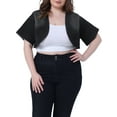 thumbnail image 1 of Chaqueta de mezclilla corta y casual para mujer de tallas grandes Agnes Orinda, 3X, color negro, 1 of 6