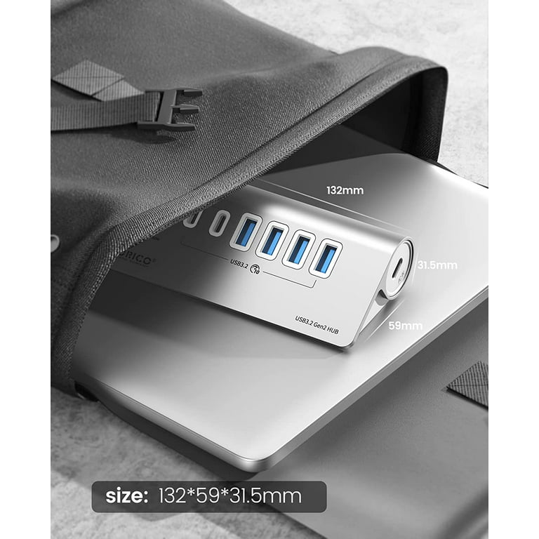 Orico 10gbps Usb 3.2 Hub Aluminum Superspeed Powered Pd60w Charger Type C  Splitter With Power Adapter For Macbook Pc Accessories - Docking Stations & Usb  Hubs - AliExpress