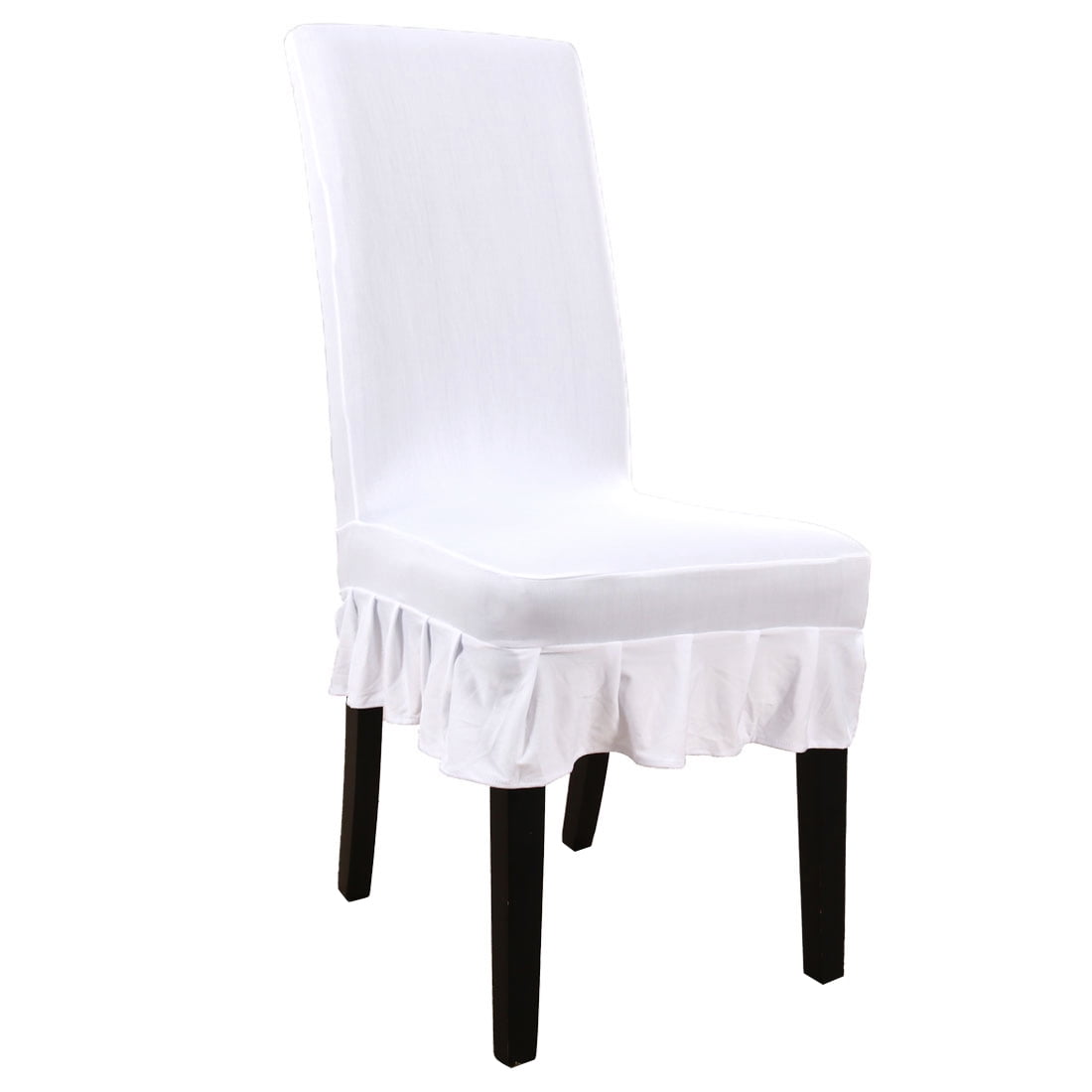 Unique Bargains Ruffled Skirt Dining Chair Cover Set White M Walmart