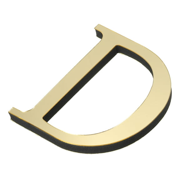 Uxcell 3D Acrylic Alphabet Mirror Wall Stickers Letter D Self Adhesive Letter Sign for Home Decoration Light Gold