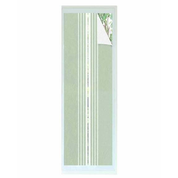 Window Privacy Film Sage Green White Stripe Stained Glass Window Film Decorative Sun Block Window Cover Modern Rustic Vertical Striped Window Clings Static Adhesive Sticker for Bathroom 29.5"x118"