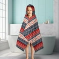 thumbnail image 6 of Red and Blue Christmas Knitted Pattern Hooded Bath Towel，50"x30" for Ages 3 To 12 Kids, Quick Dry Lightweight Soft Microfiber Hood Beach Towel Cover Up for Kids, 6 of 7