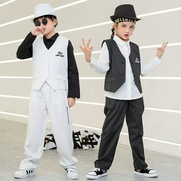 Traje de chaleco para niños, traje de baile callejero, disfraz de hip hop para niños, disfraz de baile de jazz para niñas