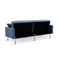 thumbnail image 6 of Tufted Futon Convertible Sofa Sleeper with Two Throw Pillows in Blue Velvet, 6 of 14