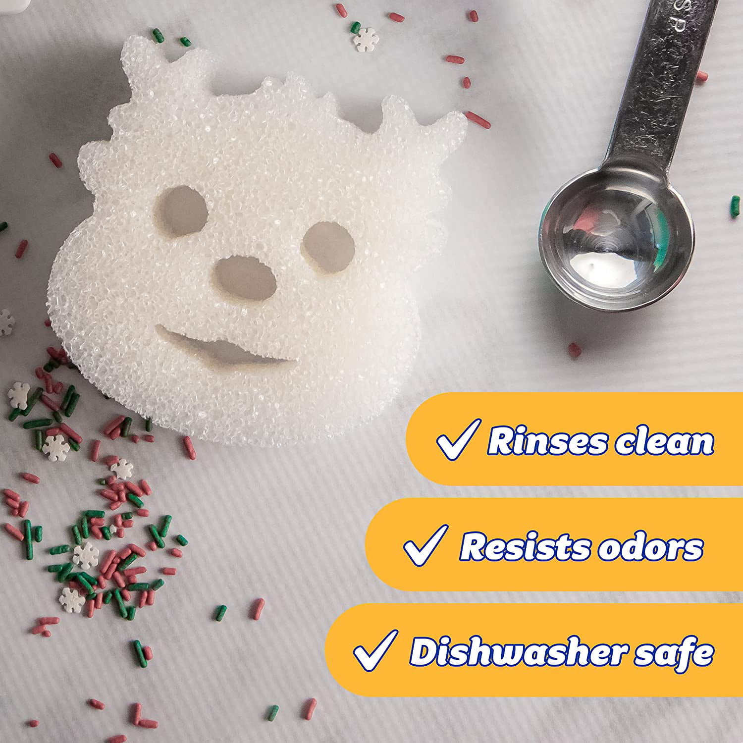 Scrub Daddy Holiday- Winter Shapes - 3 ct. Non Scratch Scrubbers, Odor  Resistant, Temperature Controlled, Soft in Warm Water, Firm in Cold,  Dishwasher Safe 