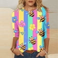 thumbnail image 3 of JTZGDY Funny Bee Shirts for Women Loose Fit Casual Summer 3/4 Lenght Sleeve Crewneck Tunic Blouse Trendy Oversized Dressy Pullover Tops Pink XXXL, 3 of 6