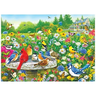 RoseArt Colorluxe 500-Garden Birdhouse Adult Interlocking Puzzle
