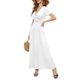 thumbnail image 2 of Maskion Women's Empire Waist Maxi Dress Casual V Neck Long Dresses with Pockets,White, 2 of 6