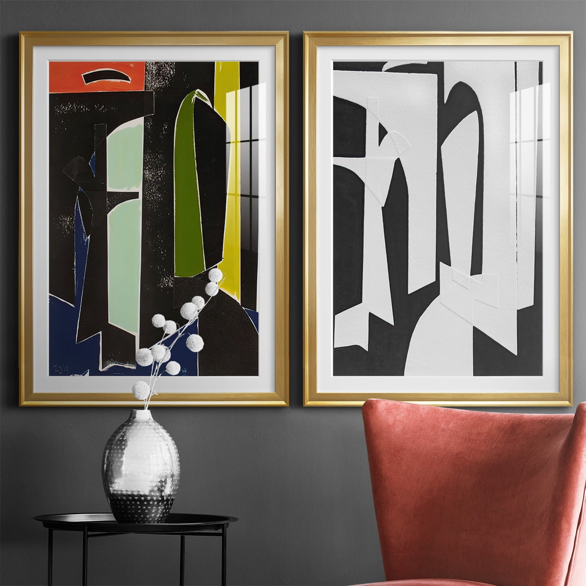 Wexford Home Spanish Arches Premium Framed Print, 30.5" x 42.5" - Ready to Hang, Gold (Set of 2)
