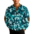 thumbnail image 2 of Men's Casual Camouflage Printed Semi-Zipper Retro Long Sleeve Sports Sweatshirt - Vintage Camo Pattern for Outdoor Wear and Street Style,Cyan,4XL, 2 of 7