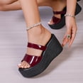 thumbnail image 6 of Narveanno Womens Slip-on Platform Wedge Sandals Open Toe High Heel Two Strap Wedge Mules Slides Prom Summer Dress Shoes, 6 of 8