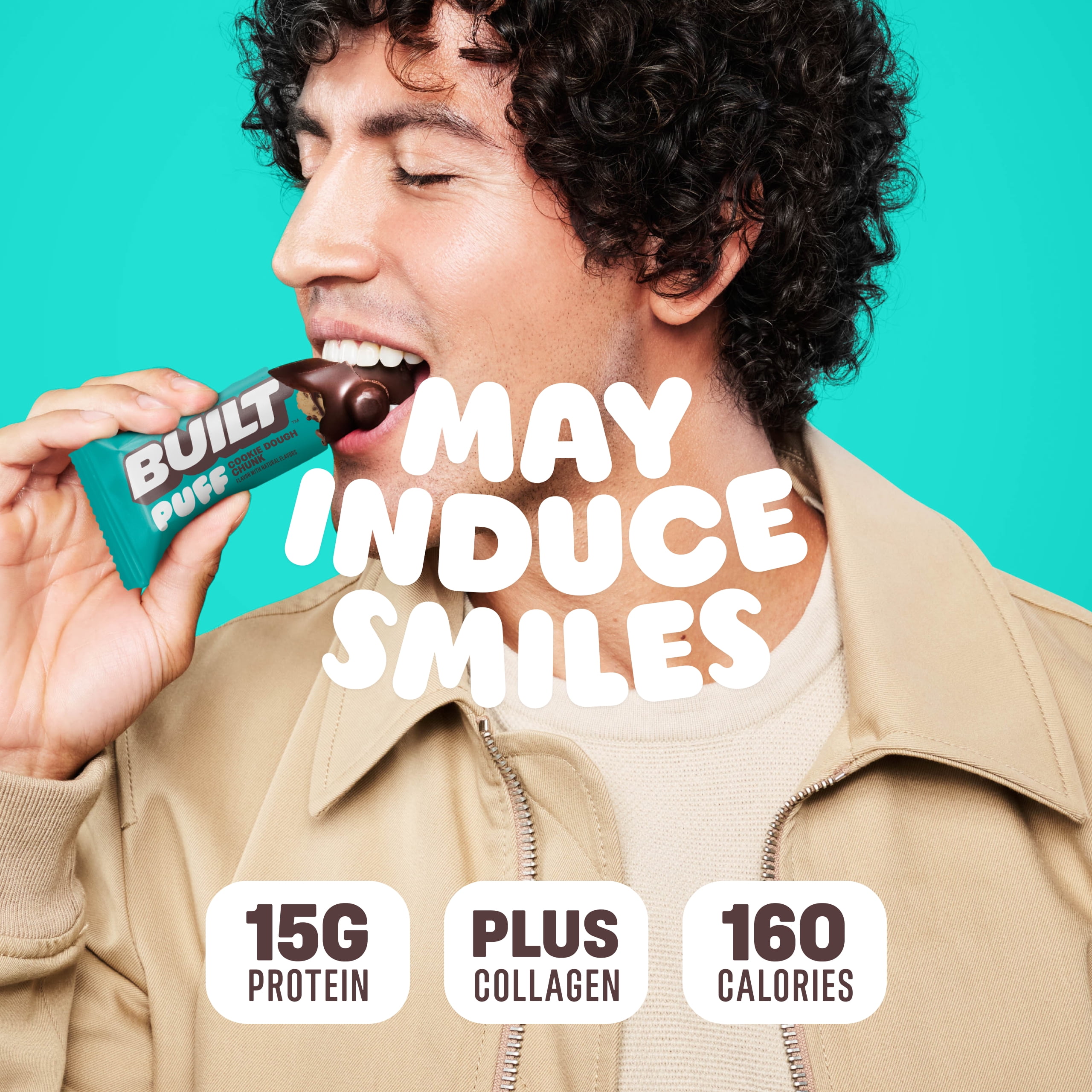 BUILT Bar Puff Protein Snack Bars, 15g Protein, Cookie Dough Chunk, No Gluten Free - 12 Pack