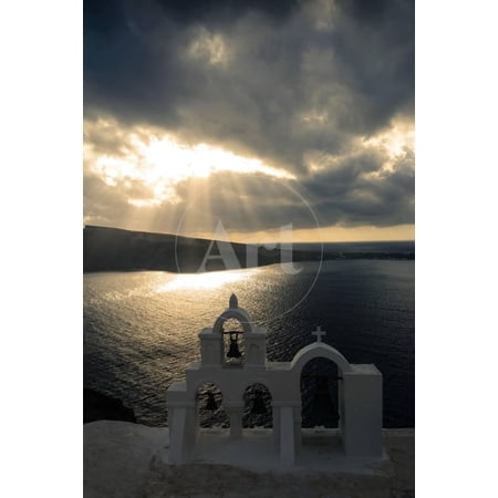 Rays through the Cloud during Sunset near Church Oia Santorini, Unframed Photographic Print Wall Art by NikD90 Sold by Art.Com