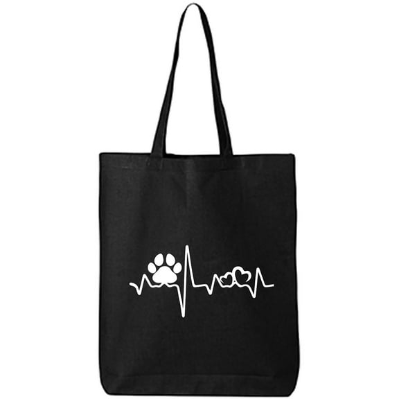 Paw Heartbeat Cotton Canvas Tote Bag