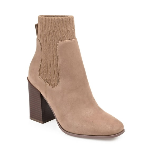 JOURNEE COLLECTION Womens Brown Comfort Stretch Adalia Square Toe Block Heel Booties 9
