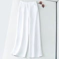 thumbnail image 4 of Outfmvch Flowy Pants for Women Women's Culottes Beach Pants for Women Baggy Straight Leg Gaucho Pant Pedal Pushers for Women Patchwork Elastic Waist Pants High Waisted Linen Pants Women White M-3XL, 4 of 4