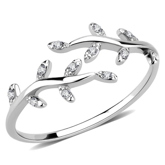 Bague pour Femmes en Acier Inoxydable Poli avec AAA Grade CZ en Clair - Taille 10