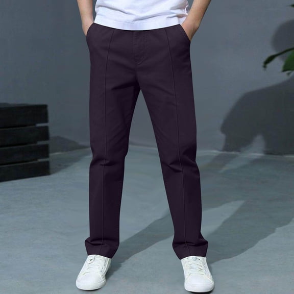 ATOGUTA School Uniform Boys Pants Elastic Waist Jogger Sweatpants Kids Teens Running Athletic Pants with Pockets Size 3T-14, Purple