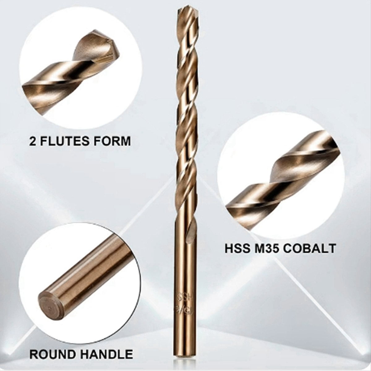 Cobalt Drill Bits Set M35 High Speed Steel Twist Jobber Length for Hardened Metal, Stainless Steel, Cast Iron (21Pcs)