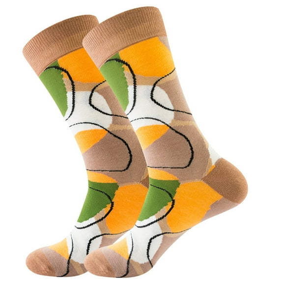 Fashion Socks Adult Unisex Lattice Geometry Printing Colorful Street Personality Medium Socks