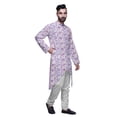 thumbnail image 2 of Atasi Kurta à Manches Longues Imprimé, Boutonné, Asymétrique, Kurta de Designer pour Garçons, 2 of 5