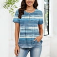 thumbnail image 5 of Craaazy Womens Loose Floral Printed Pleated Henley Blouse Crewneck Short Sleeve Button Accent Top for Daily Wear Summer Outings Gifts, 5 of 8